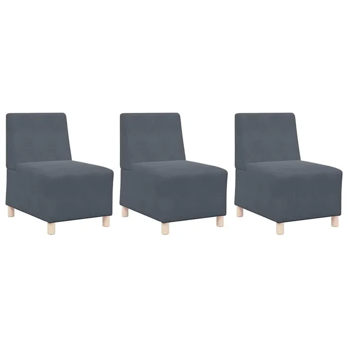 vidaXL Unidad de Sofá Modular sin Brazos 3 pcs Gris oscuro