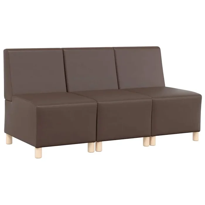 vidaXL Unidad de Sofá Modular sin Brazos 3 pcs Marrón 55 x 74 x 82 cm (2)