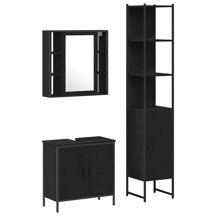vidaXL Unidades de Tocador de Baño con puerta Negro 33 x 33 x 185.5 cm