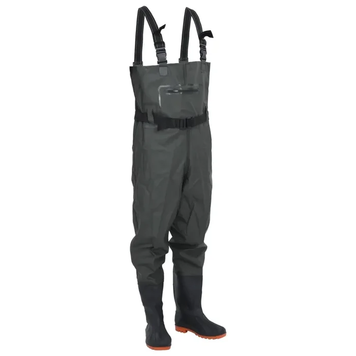 vidaXL Vadeador de pecho con botas y cinturón verde oscuro talla 42