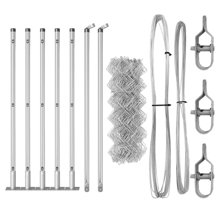vidaXL Valla de eslabones de cadena con postes Plateado 0.4 x 10 m (2)