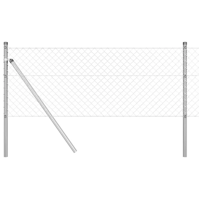 vidaXL Valla de eslabones de cadena con postes Plateado 0.4 x 10 m (5)