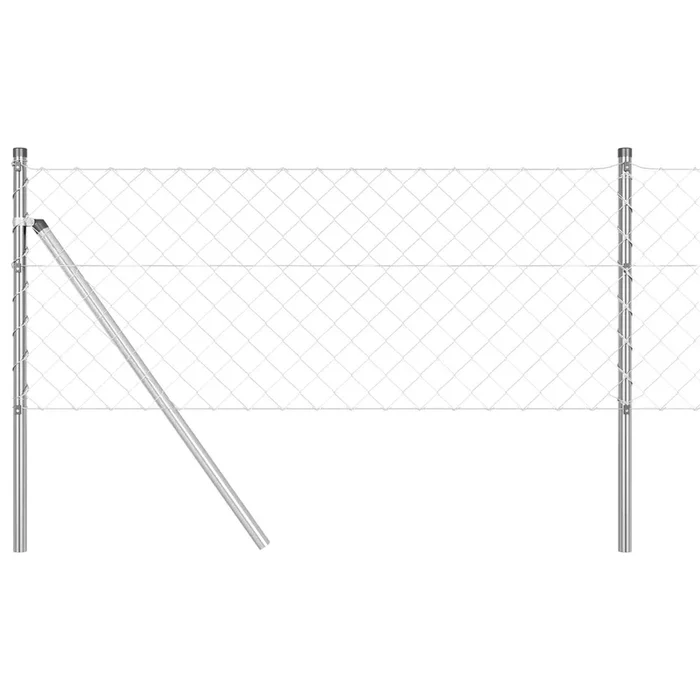 vidaXL Valla de eslabones de cadena con postes Plateado 0.8 x 10 m (6)