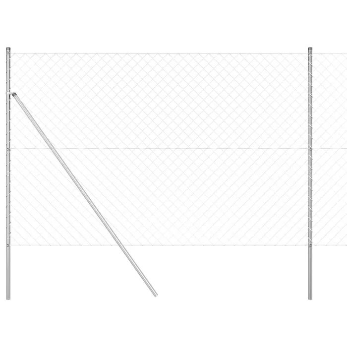 vidaXL Valla de eslabones de cadena con postes Plateado 1.5 x 10 m (6)