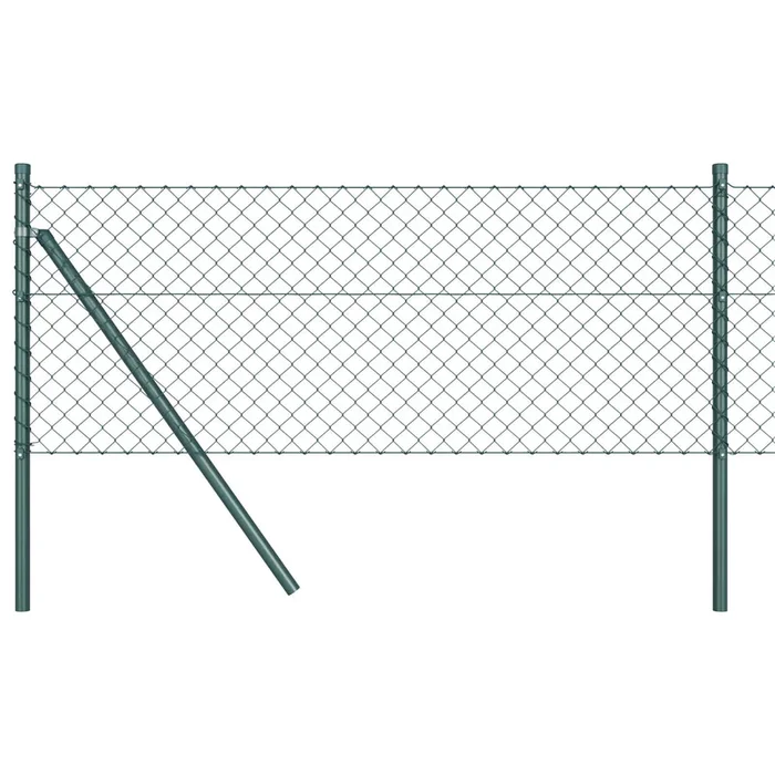 vidaXL Valla de eslabones de cadena con postes Verde 0.8 x 10 m Acero
