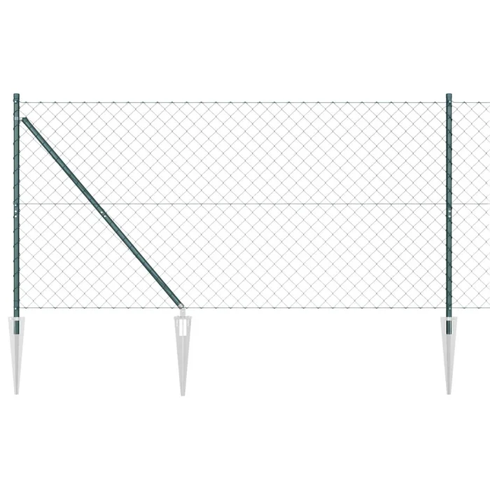 vidaXL Valla de eslabones de cadena con postes Verde 1.4 x 10 m Acero (5)