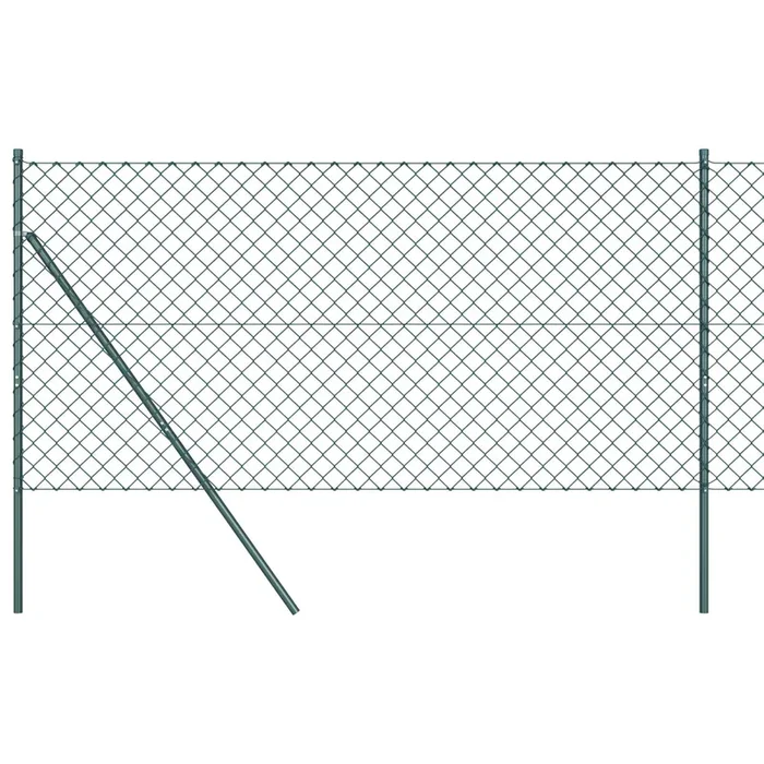 vidaXL Valla de eslabones de cadena con postes Verde 1.4 x 25 m Acero