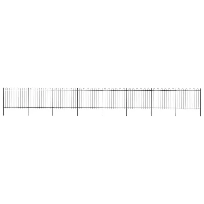vidaXL Valla de jardín con aro superior de acero 1426×150 cm negra