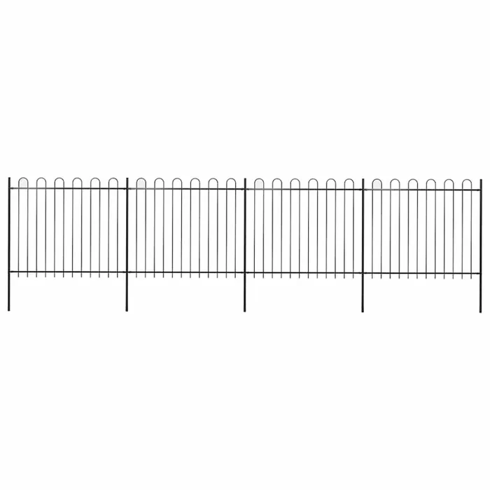 vidaXL Valla de jardín con aro superior de acero 714,5×150 cm negra
