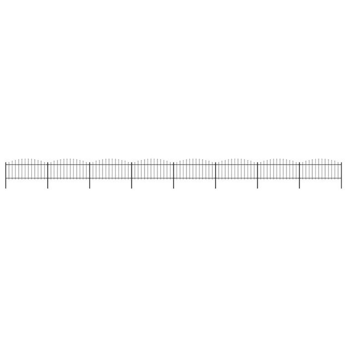 vidaXL Valla de jardín con punta de lanza de acero 1426×75 cm negra