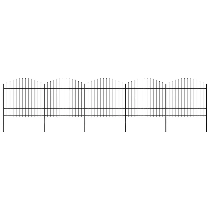 vidaXL Valla de jardín con punta de lanza de acero 892,5×175 cm negra