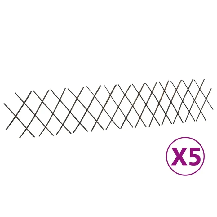 vidaXL Vallas enrejadas de sauce 5 unidades 180×30 cm
