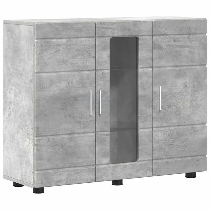vidaXL Vitrina Gris hormigón 55.5 x 29 x 100 cm Madera contrachapada