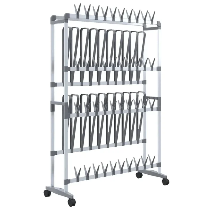 vidaXL Zapatero con ruedas plateado 89x27x120 cm