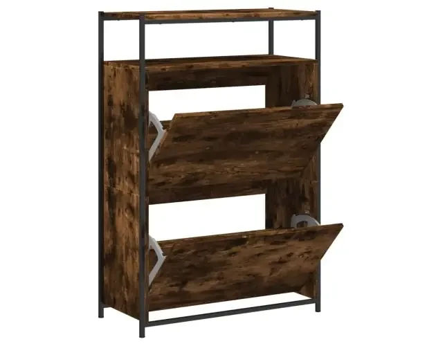 vidaXL zapatero de madera contrachapada roble ahumado 75x34x112 cm | Brico Depôt In Voga