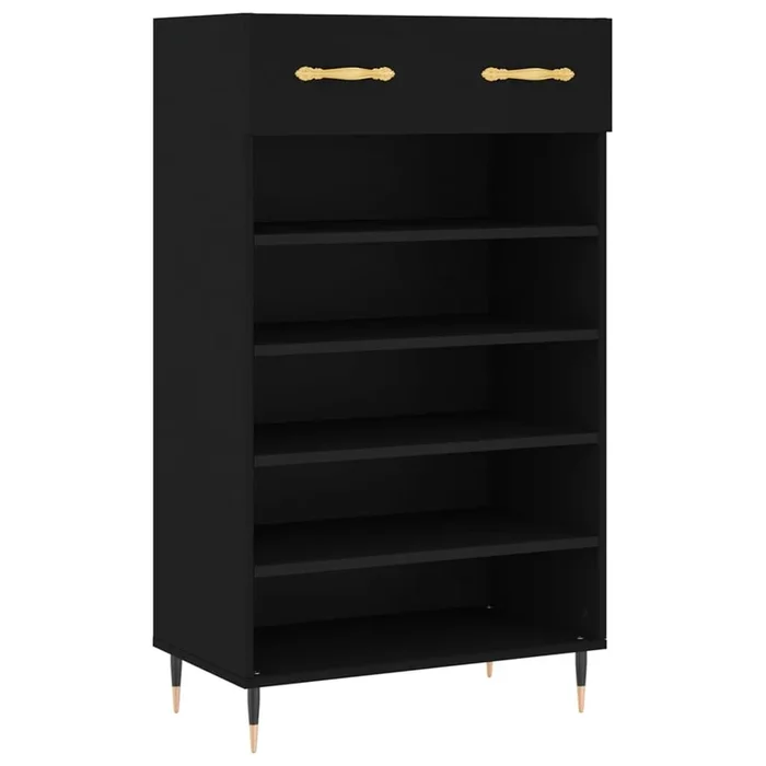 vidaXL Zapatero madera de ingeniería negro 60x35x105 cm (2)