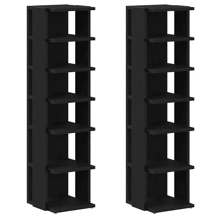 vidaXL Zapateros 2 uds roble negro 25x27x102 cm madera de ingeniería