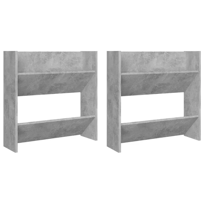 vidaXL Zapateros de pared 2 uds contrachapada gris hormigón 60x18x60cm