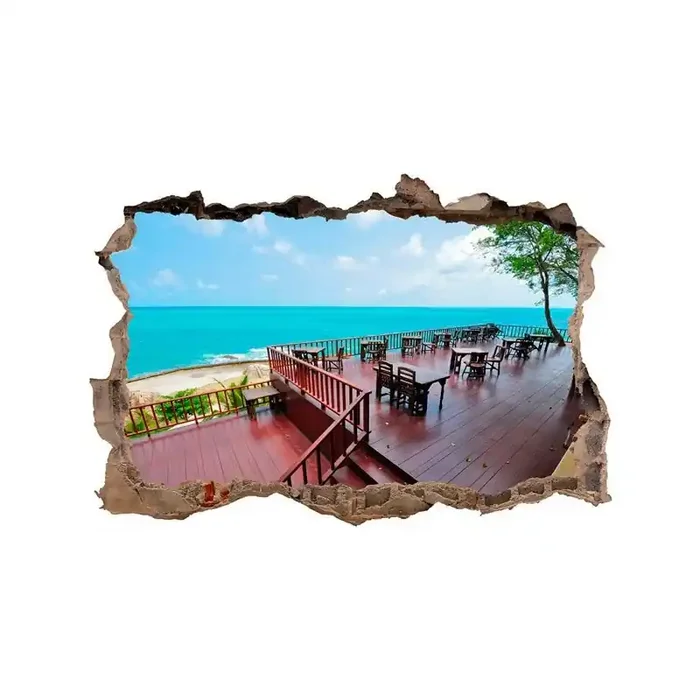 Vinilo Decorativo 3D TERRAZA PLAYA V3DA002