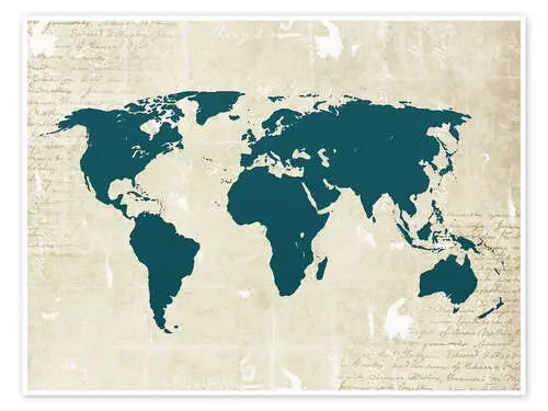 Vintage Map Teal de Mod Pop Deco