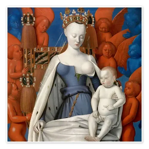 Virgen y niño, rodeados de ángeles de Jean Fouquet Master Collection