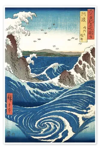 Vista de los remolinos de Naruto de Utagawa Hiroshige Master Collection