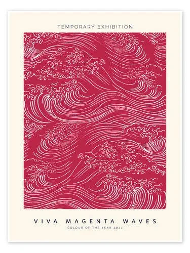 Viva Magenta Woodcut Waves Editors Choice