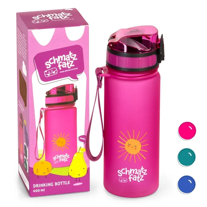 Wakaba cantimplora botella deportiva | 400 ml | apta para niños | a prueba de fugas | con tapa de fruta | altura: 19,5 cm | diámetro: 6,5 cm | con correa de transporte | plástico | sin BPA 400 ml | Purple Sun Prezzo Basso