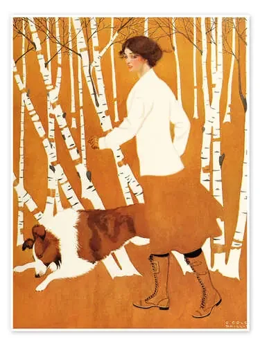 Walking the dog in the birch forest de Clarence Coles Phillips Master Collection