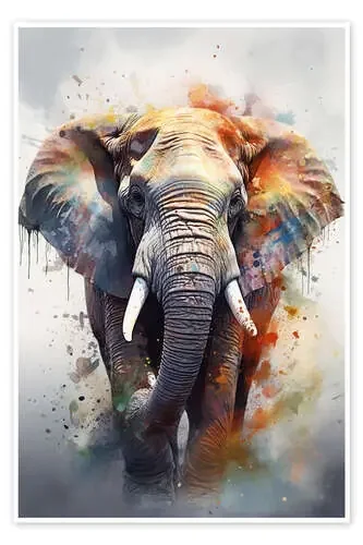 Watercolor Elephant de Michael artefacti