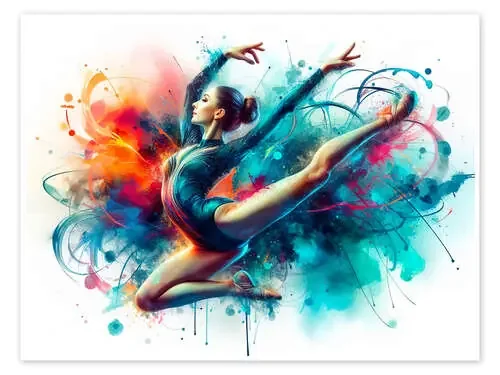 Watercolour Gymnast in Dynamic Pose de nobelart