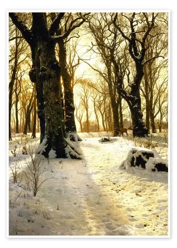 Winter forest with deer de Peder Mørk Mønsted ARTOTHEK