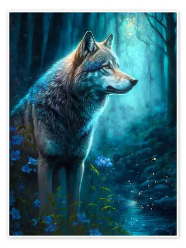 Wolf in the moonlight de Dolphins DreamDesign