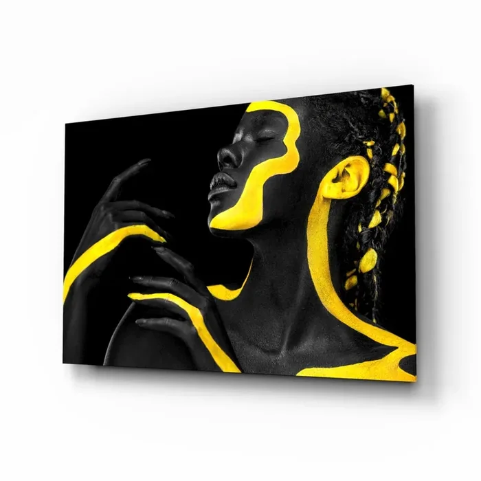 Yellow Woman Glass Wall Art – 28.5 » x 18 «