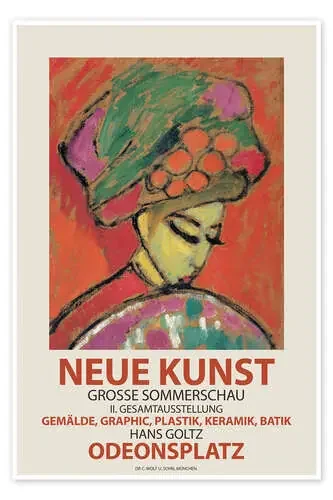Young Girl in a Flowered Hat, Munich Art Exhibition de Alexej von Jawlensky Exhibition Posters