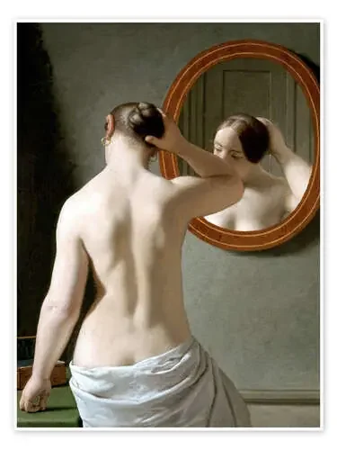 Young woman in front of a mirror de Christoffer Wilhelm Eckersberg akg-images