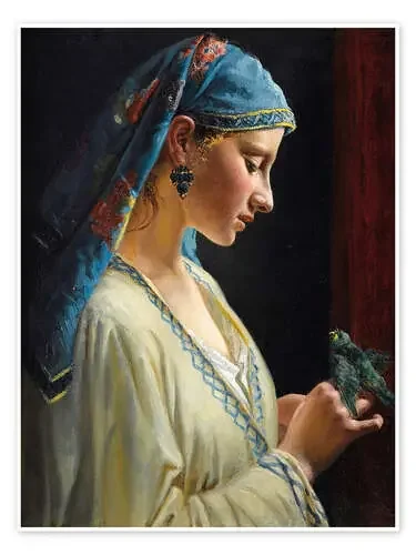 Young woman with bird de Charles Landelle Master Collection