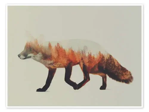 Zorro con bosque noruego de Andreas Lie