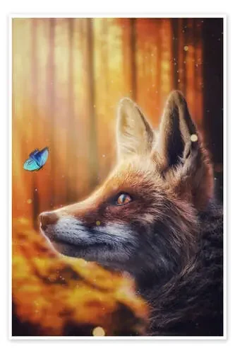 Zorro y mariposa en un bosque de otoño de Gen Z